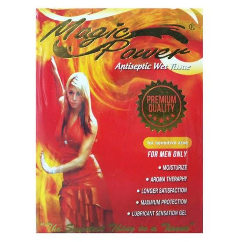 Magic Power Hitam 6pcs / Magic Power Merah Crimson Desire 6 sachet tissue basah obat kuat tisu magic-Merah