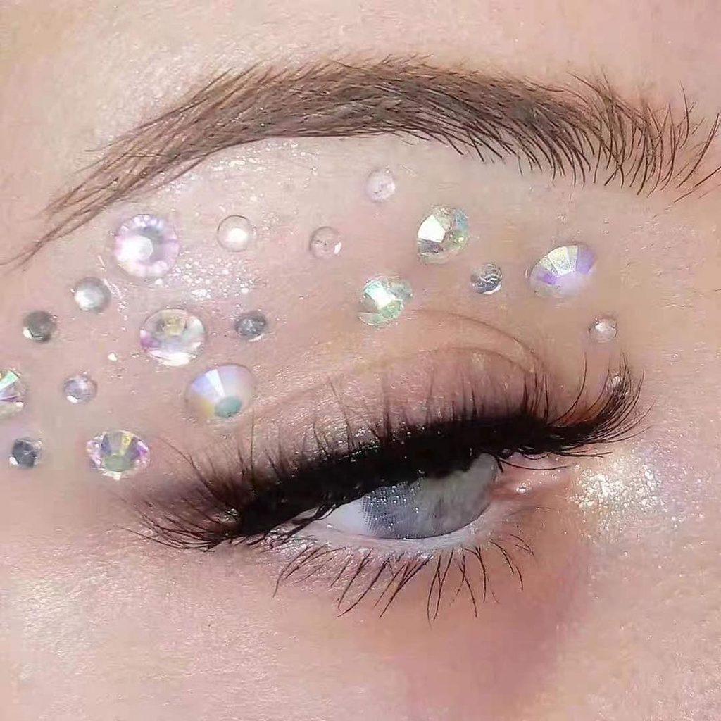 ELEGANT Colorful Face Gel Decal Glitter DIY Nail Art Decorations Rhinestone Stickers Eyes Self-Adhesive Fashion Pearls Beads Crystal Diamond Body Art Jewels Stickers