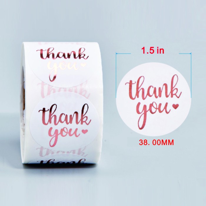 

Sticker Label Thank You White Rose Gold Foil Stiker Tag Segel Amplop Undangan Bingkisan Paket Kado 1,5 inch / 3,8 cm