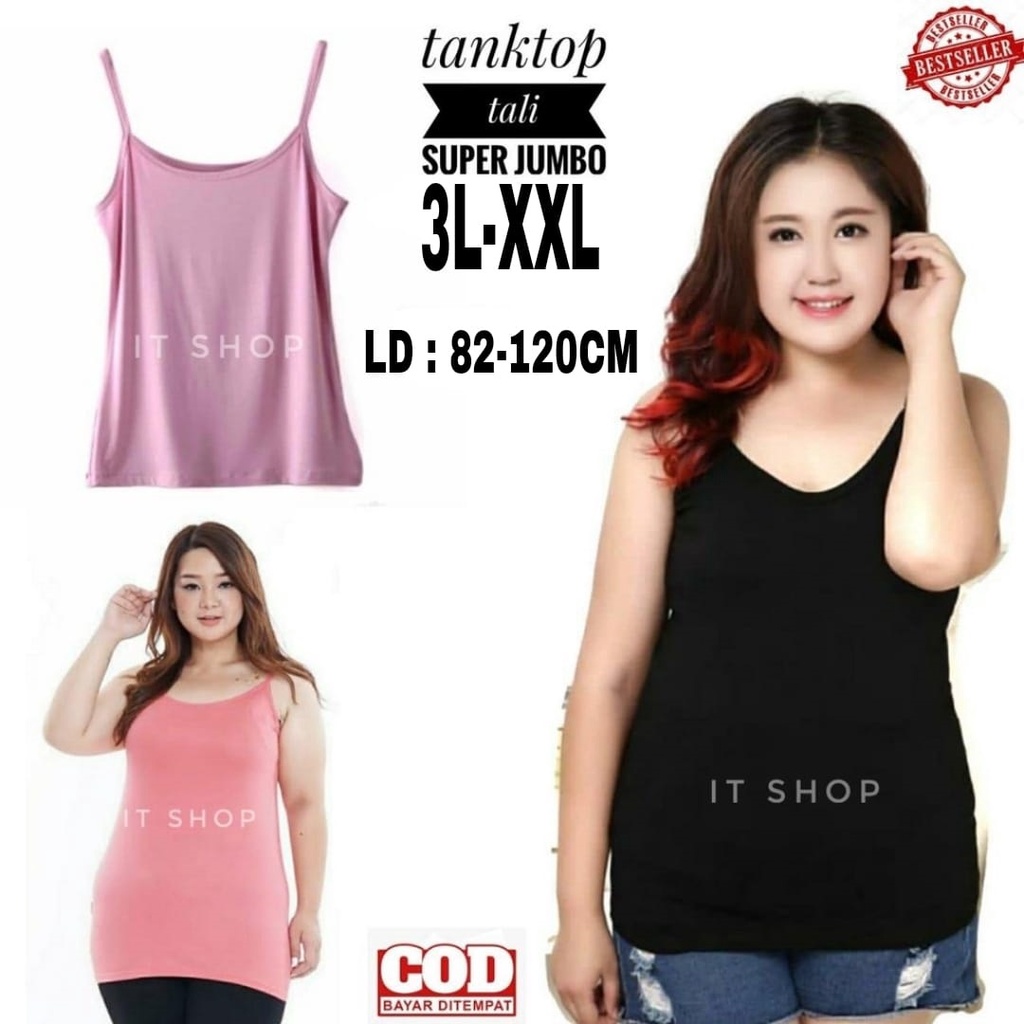 GOLDEN NICK  - SIZE XXL Jumbo Tanktop Cewe Tali Kecil Super XXL-3XL Tank Top Big Size  GN TALI KECIL XXL