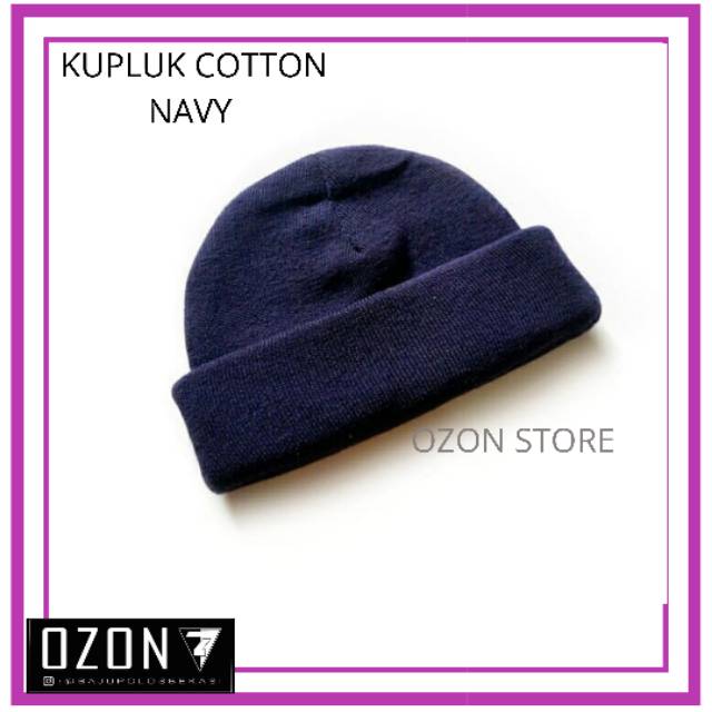 Kupluk Rajut Polos Katun Short Beanie Hat Caps Distro NAVY/ Biru Dongker