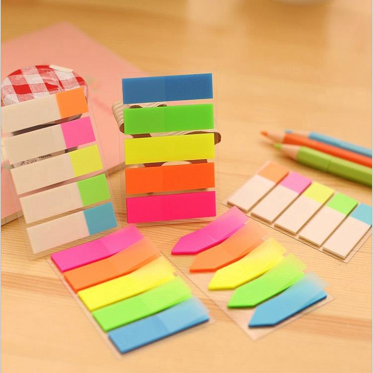 5pcs Set Sticky Note Kertas Memo/Post Warna-Warni Fluorescent Kreatif Portable Untuk Kantor/Sekolah