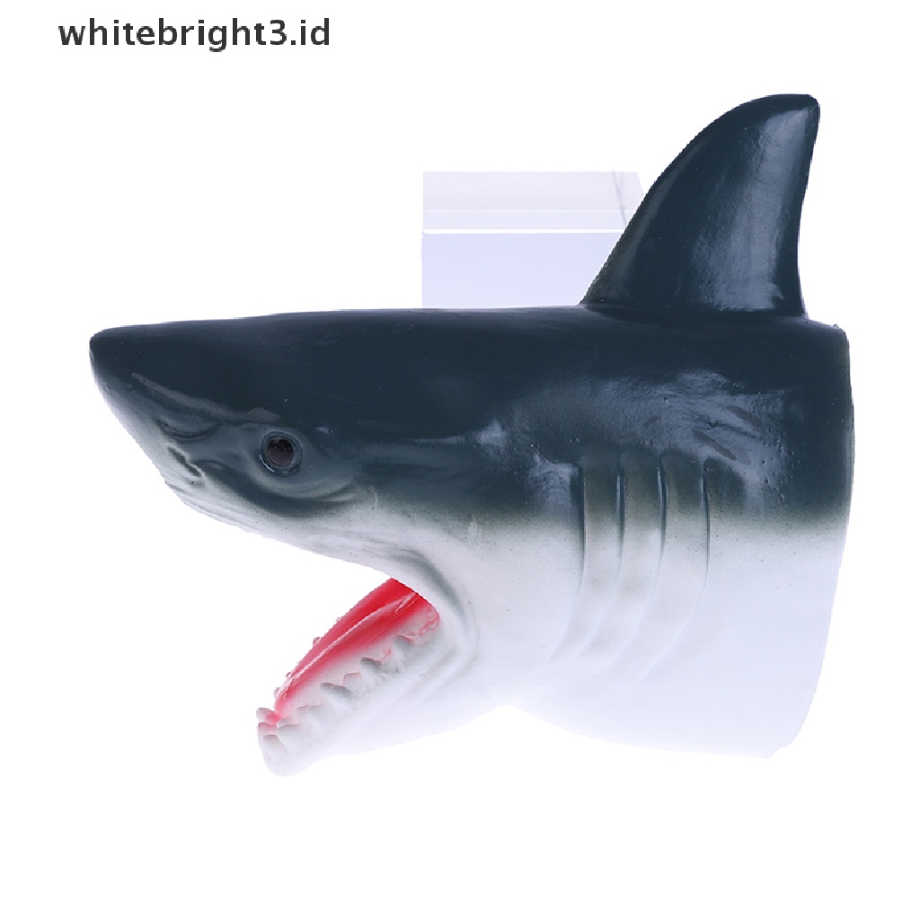 {whitebright3.id} Shark Arm Glove Hand Puppet Toy Soft Rubber Shark Glove Interactive Toy  ,