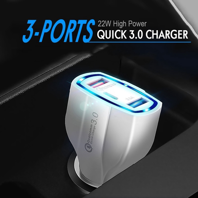 COD Garansi Car Charger Fast Charger PD 18W Type C Small Rocket 3 USB Quick Charge 3.0