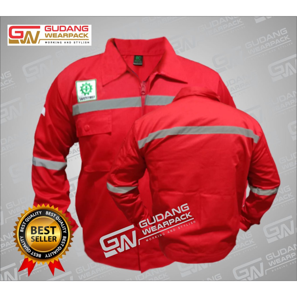 Gudang Wearpack - Baju Kerja Seragam Proyek Warna Merah Polos