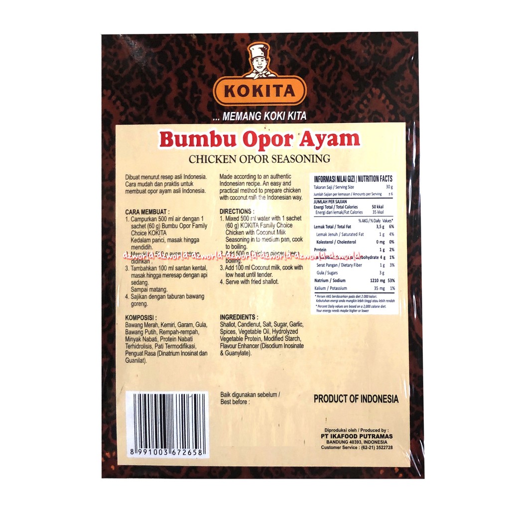 Kokita Bumbu Opor Ayam Chicken Opor Seasoning Bumbu Instan Untuk Opor Isi 3 Sachet