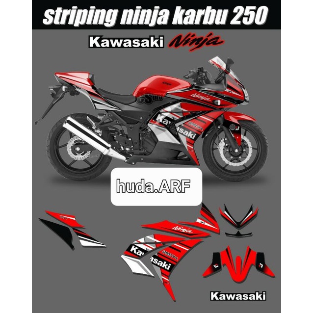 STRIPING VARIASI KAWASAKI NINJA 250 KARBU LIS STICKER DECAL VARIASI NINJA 250 NINJA KARBU