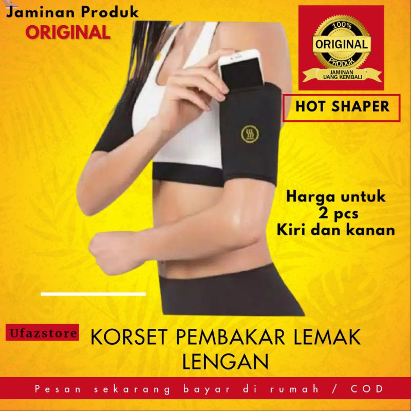 HOT SHAPER ARM KORSER PENGECIL LENGAN ALAT PELANGSING DAN PEMBAKAR LEMAK KALORI LENGAN KORSET OLAHRAGA WANITA KORSLET PLANGSING AKSESORIS OLAH RAGA FITNESS RUNNING KORSE PERAMPING