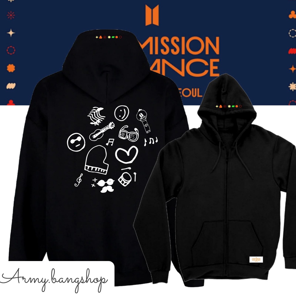 Jaket Zipper Hoodie BTS Permission to dance Seoul Kpop