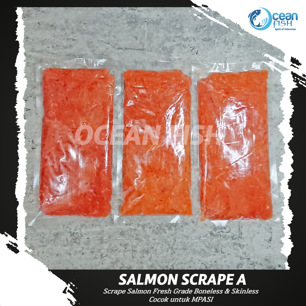 

Salmon Scrape A 500g/Salmon Mince Fresh/Tetelan Salmon Tanpa Tulang/Salmon Segar