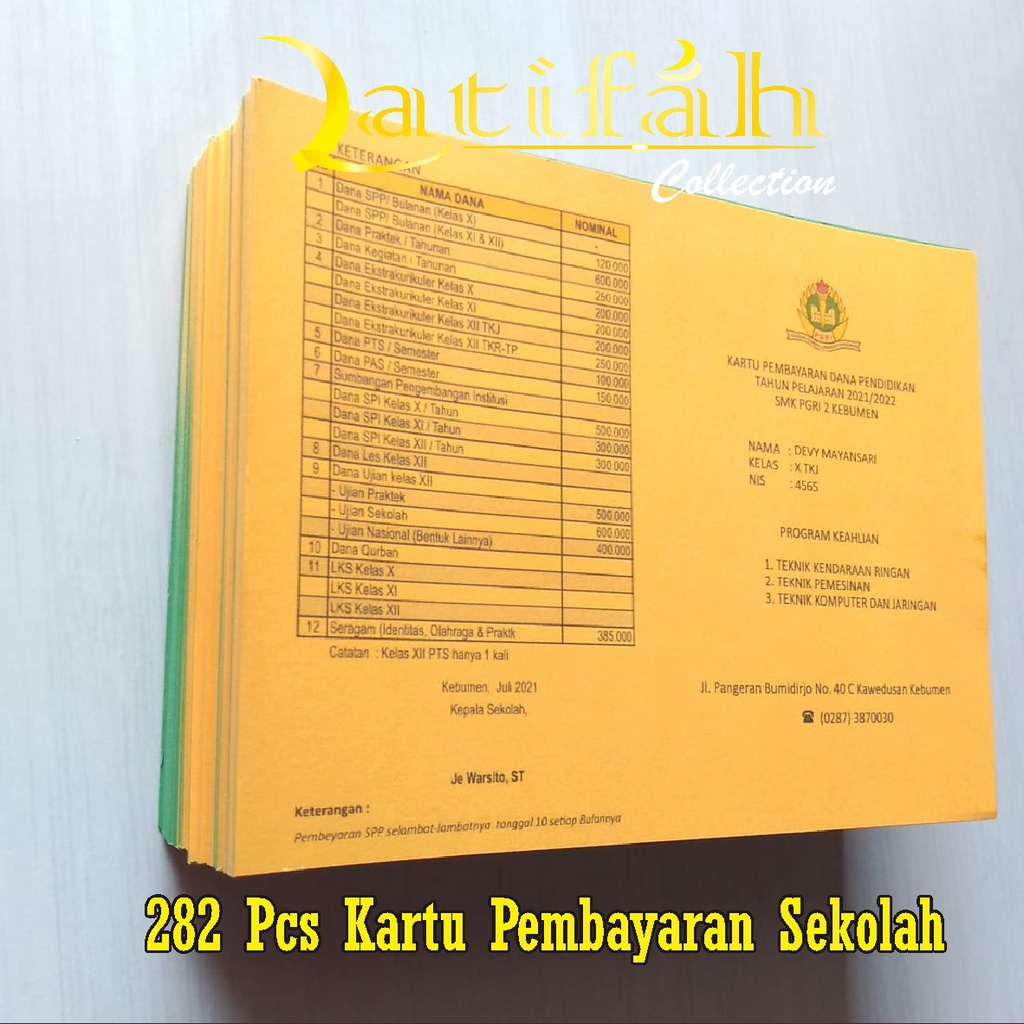 

Kartu Iuran / Infaq / Donatur / SPP / Syahriah
