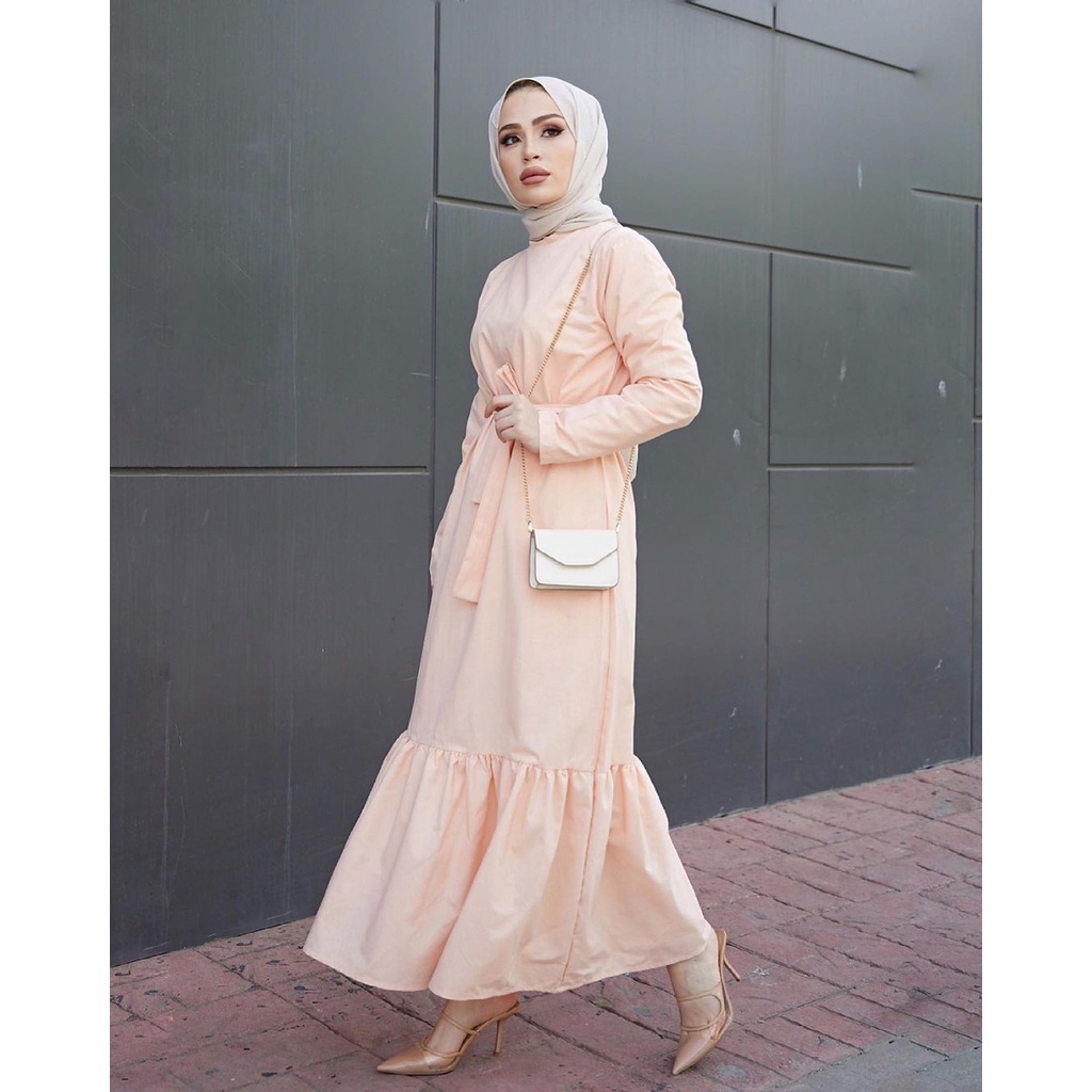 Dress Piece Pink Remaja | Dress Pesta | Dress Wanita Lengan Panjang | Dress Kondangan | Hijabdaily