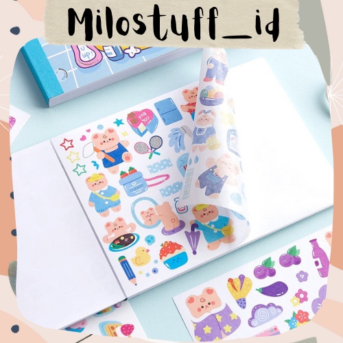 

[MILOSTUFF_ID] 1 Lembar Sticker Deco Washi Random Motif Blue Bear Untuk Jurnal DIY Scrapbook--MS0276