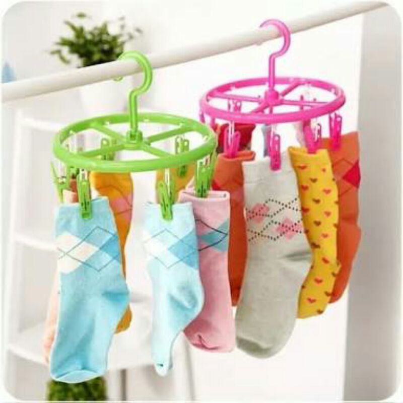 Hanger Jepit Bulat Gantungan Kaos Kaki Bundar 8 in 1