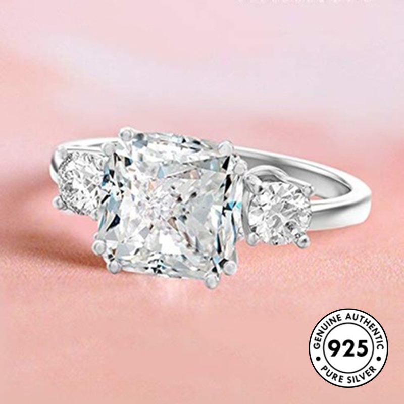 Cincin S925 Silver Hias Berlian Gaya Elegan Untuk Wanita