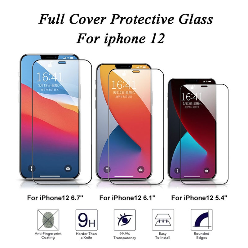 Pelindung Layar Tempered Glass Untuk iPhone 11 12 Pro Max 12mini 6 6s 7 8 Plus 5 5SE 2020 XS Max XR X