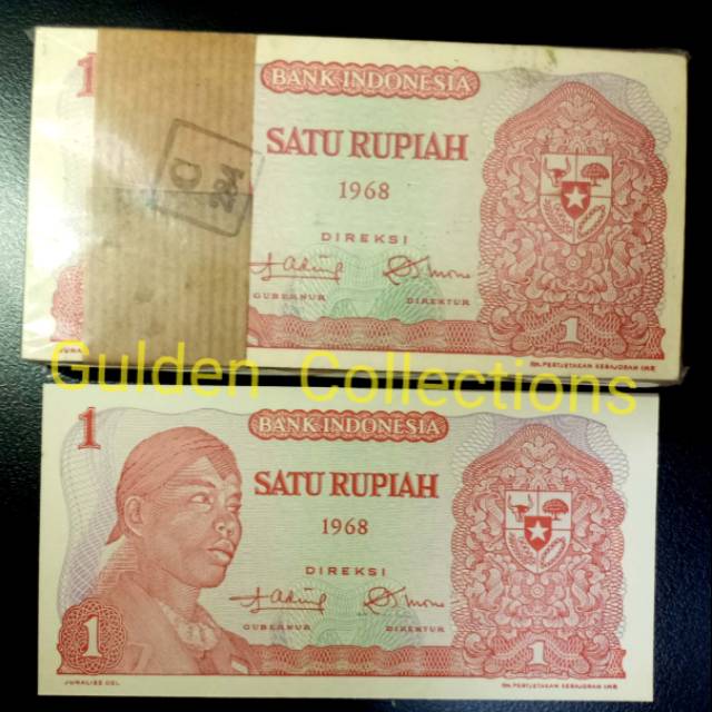 Uang Kuno 1 Rupiah Sudirman 1968 UNC 1 Gepok