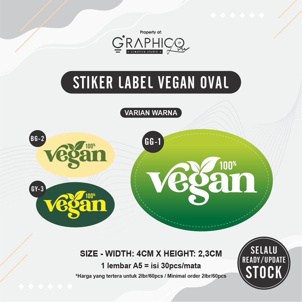 

Stiker Label Vegan - Per/60pcs (4x2,3cm)