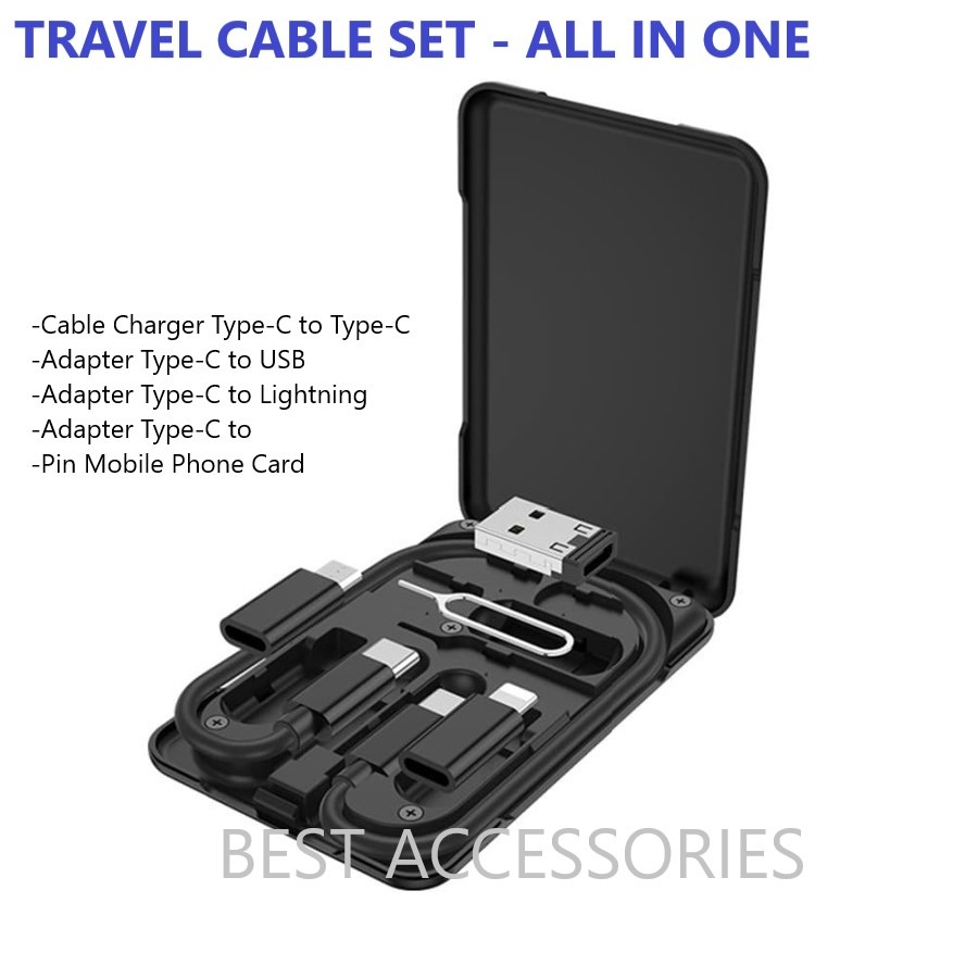 Travel Cable Charge Set Case Slim Android Iphone Kabel Charger 638