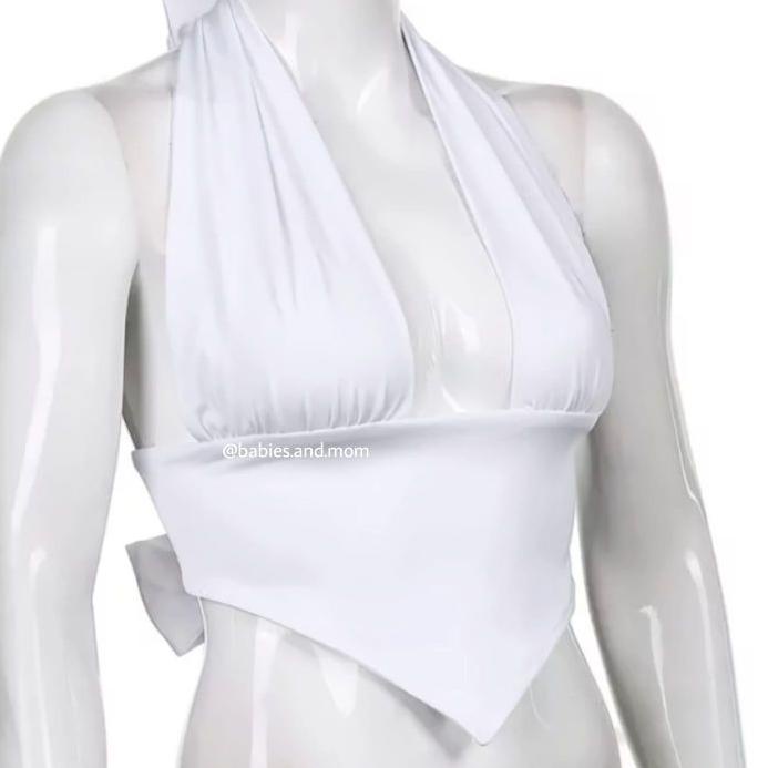 SALE✅halter top bigsize S-XXL swimsuit backless sexy V neck summer spring style jumbo seksi tanpa bu