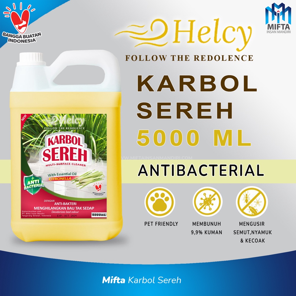 KARBOL SEREH HELCY 5 LITER / KARBOL SEREH ALAMI AROMA TERAPI / KARBOL SEREH