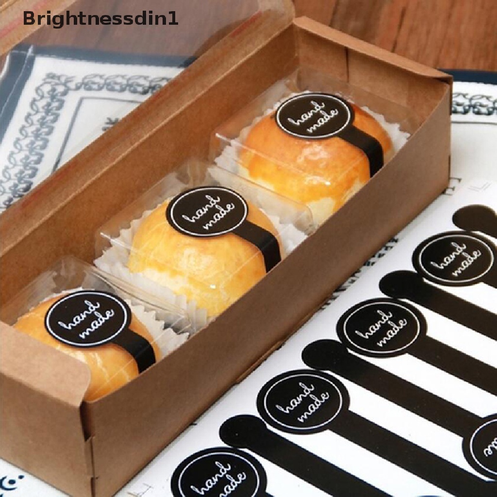 100x Stiker Label Segel Kue Handmade Warna Hitam