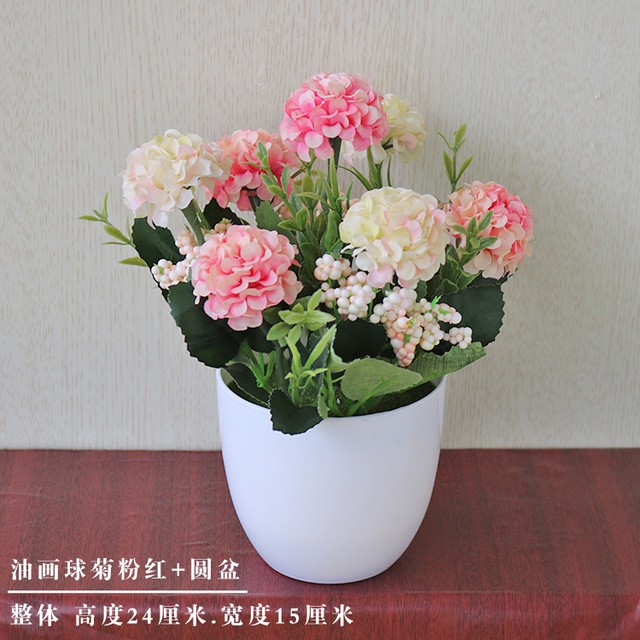 BUNGA POT HIAS BUNGA DANDELION SET POT BUNGA ARTIFISIAL IMPORT BP8816-Baby Pink