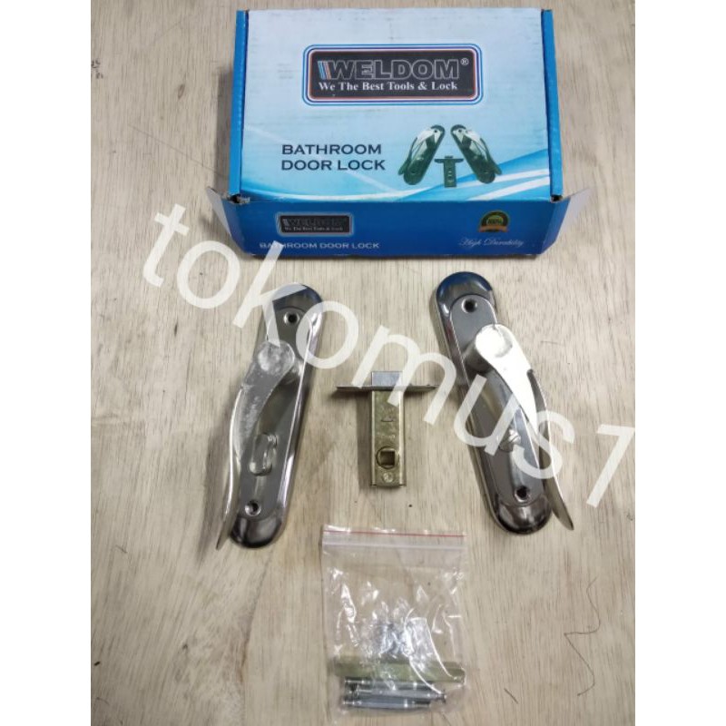 KUNCI PINTU KAMAR MANDI MODEL HANDLE CHROME KCT040/GAGANG PINTU SET/KUNCI PINTU TOILET WC FASTERINDO