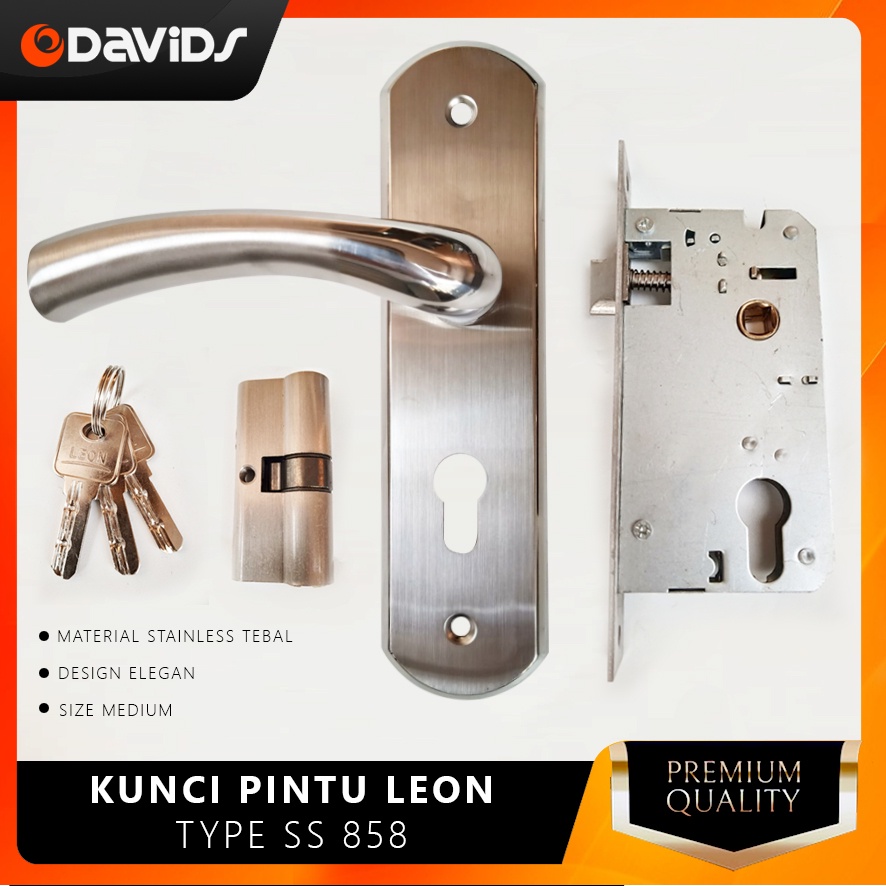 Kunci Pintu Rumah Set Hendel Kamar Set Minimalis Pegangan Handle Handel Slot Tanggung Leon Stainless