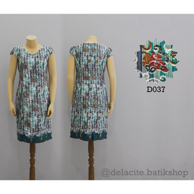 Batik Dress Atasan Wanita (Turquoise Tosca Muda Hijau Biru)