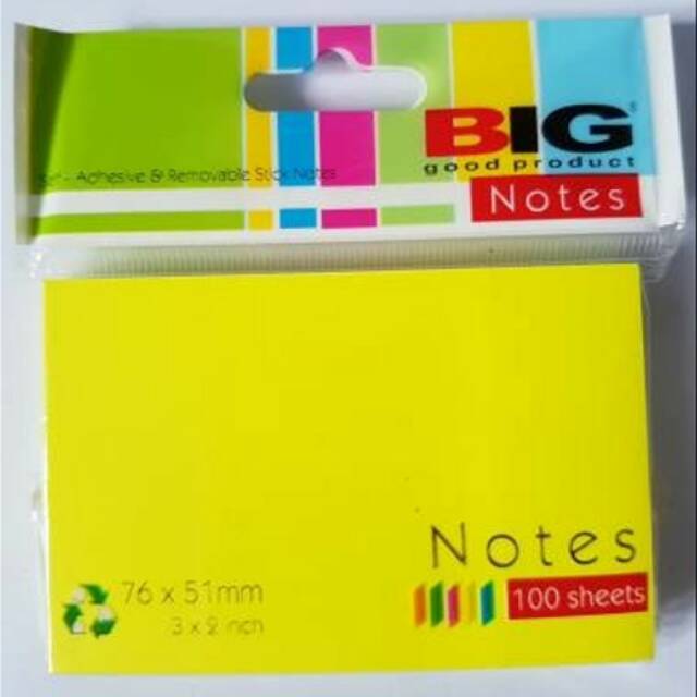 

Sticky Notes Memo BIG 76x51mm 3x2inch 100sheets 5 warna