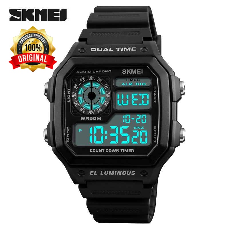 Jam Tangan Pria Digital Original SKMEI 1299 Black Water Resistan 30m