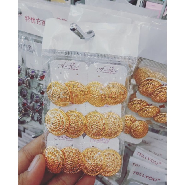 anting tusuk / giwang bulat besar gold lapis emas