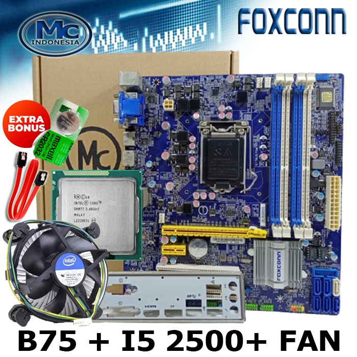 Motherboard/Mainboard B75 + I5 2500 + FAN