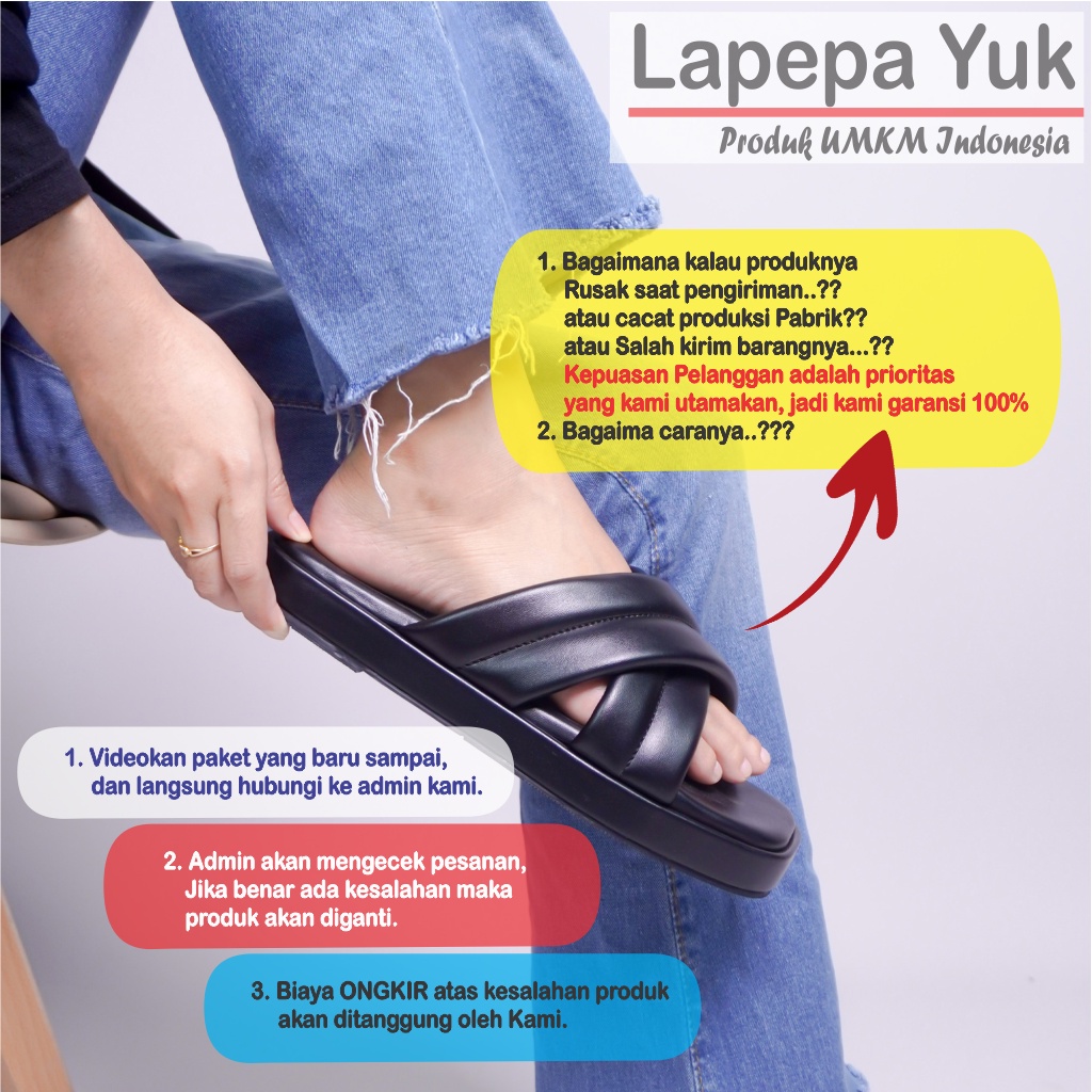 LAPEPA YUK - Sandal Wanita Teplek BELLA Sendal Cewek Platform Wedges Kondangan Hak Tinggi  2cm Model Silang 2 Size 36 37 38 39 40 Lucu Jalan Casual Santai Rumah Slop Warna BLACK Hitam Selop Premium Unik Original Kekinian Terbaru Shoes Mall Official Store