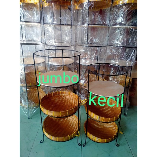 (PROMO) Rak Bumbu Susun 3 JUMBO/Rak Bawang Plus Besek / Rak Kecap / Rak Bumbu Besek / Rak Bumbu Rotan