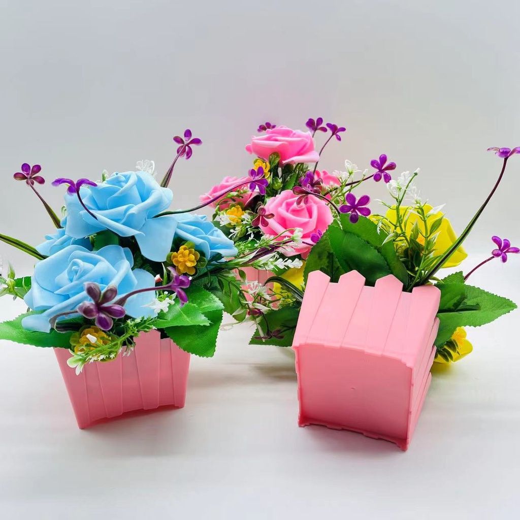 AND / COD / Pot Tanaman Bunga Mawar Hias Plastik Dekorasi Rumah Murah Bunga Hias Mini Artificial Flowers PBP105