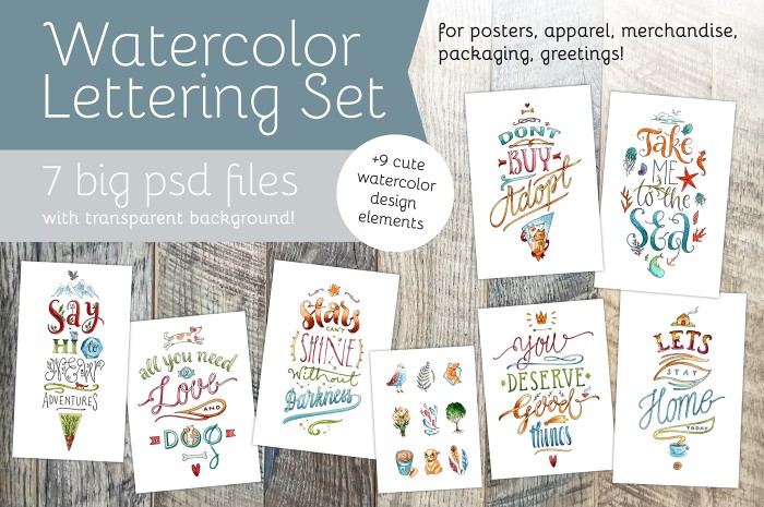 Water Color Lettering Set - Photoshop