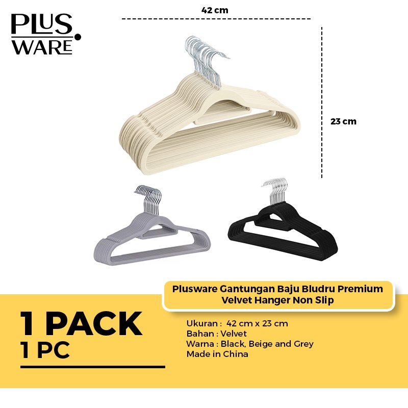 Plusware Gantungan Baju Bludru Premium Velvet Hanger Non Slip
