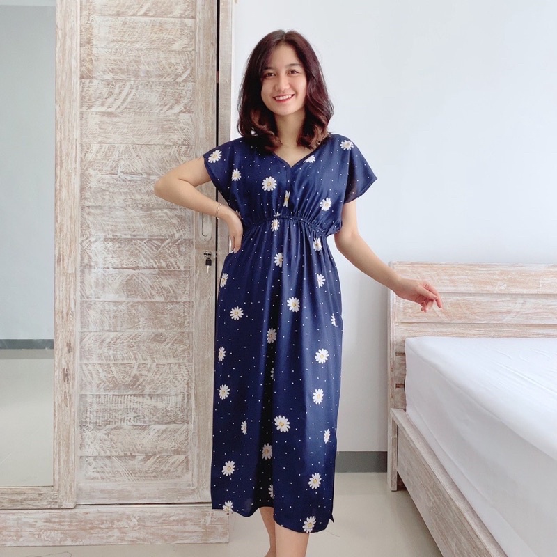 hsy.id-Daster manohara etnik kekinian/ Daster manohara rayon bali/Dress Bali-daisy navy