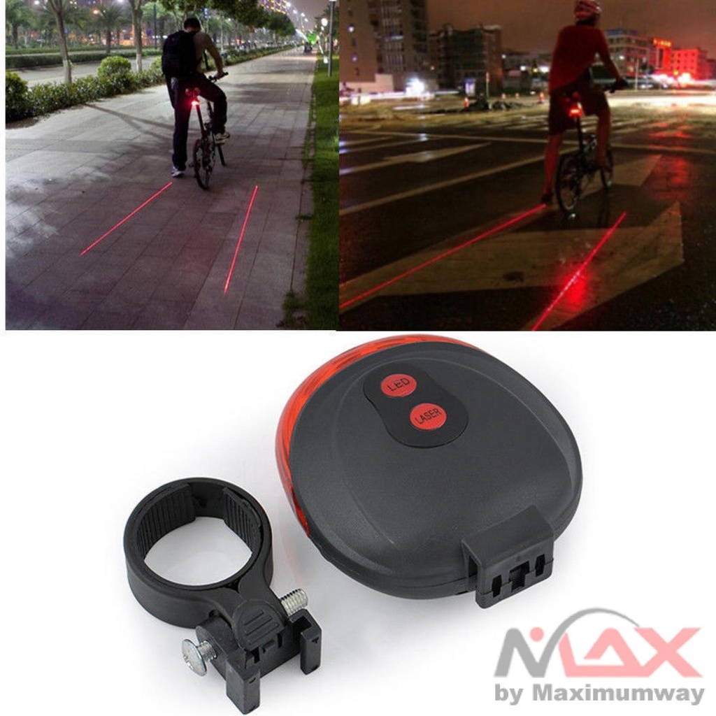 Lampu belakang sepeda laser garis proyektor Bicycle Laser Strobe Taillight 5 LED Lampu LED Sepeda