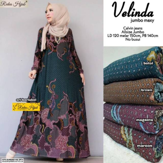 GAMIS JUMBO VELINDA, BAHAN CALVIN JEANS, LD.105-130 & LD.120-150