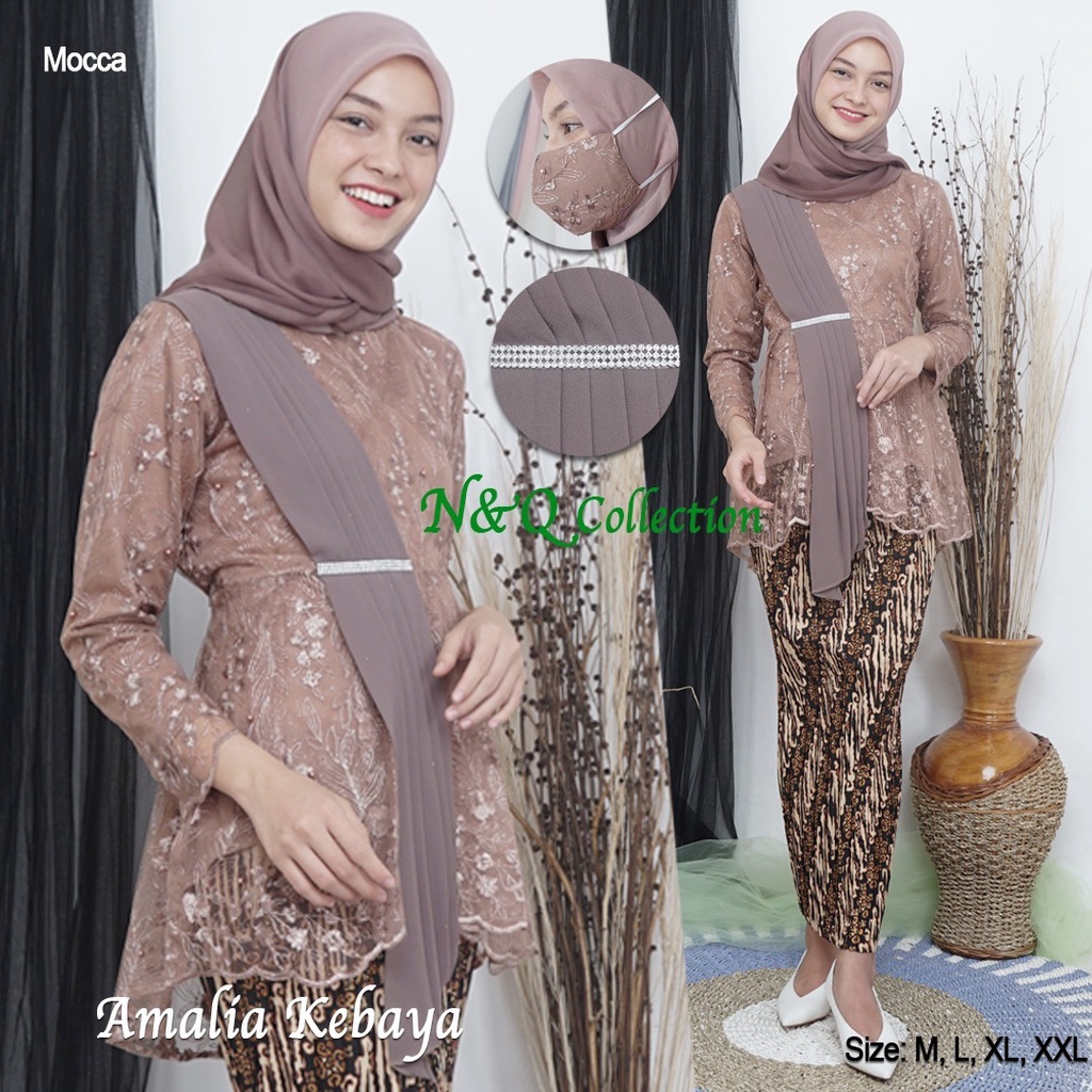 Kebaya Setelan Aurora Selendang Tulle / Kebaya Modern Selendang Tille Rosegold Dan Warna Lain