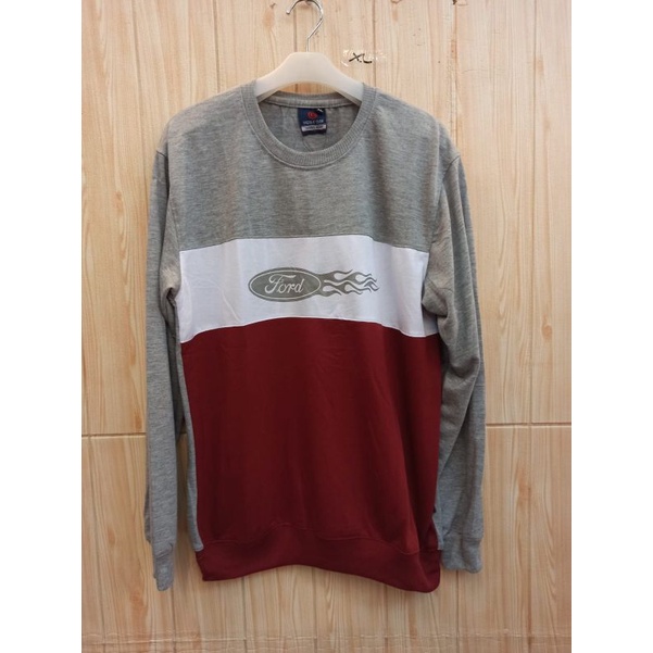 Sweater crewneck pria wanita unisex distro motif balok