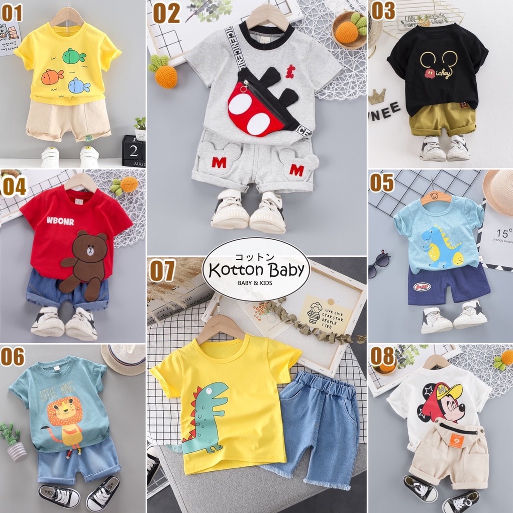 1-5thn | Setelan Tshirt + Celana (1 set) Laki-laki Bayi Anak Pakaian anak Kaos Bayi O Catalog