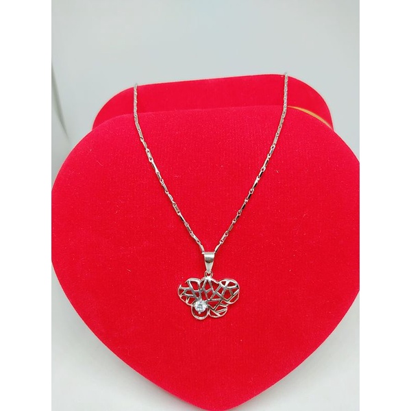 KALUNG PERAK ASLI 925 LAPIS EMAS/KALUNG RANTAI +LIONTIN MATA PUTIH/ASLI SILVER/FASHION WANITA
