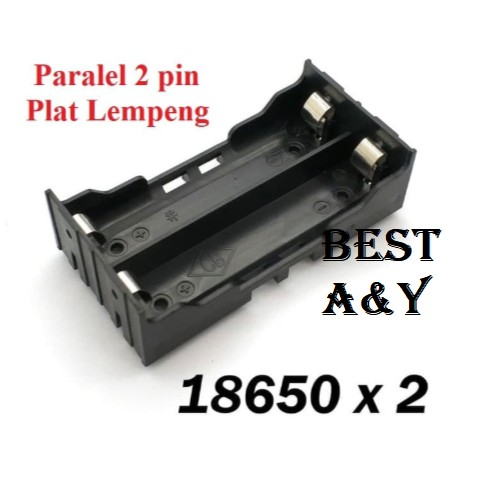 Holder Baterai  Battery Plat  Paralel 2 slot 18650 CasingLempengan Kotak Batere