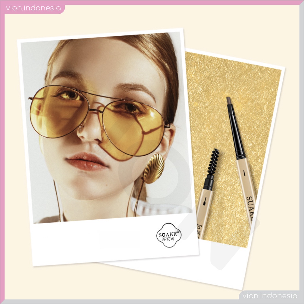 SOAKE Gold Double Head Eyebrow Long Lasting Waterproof Pensil Alis Emas Tahan Lama Original SK005