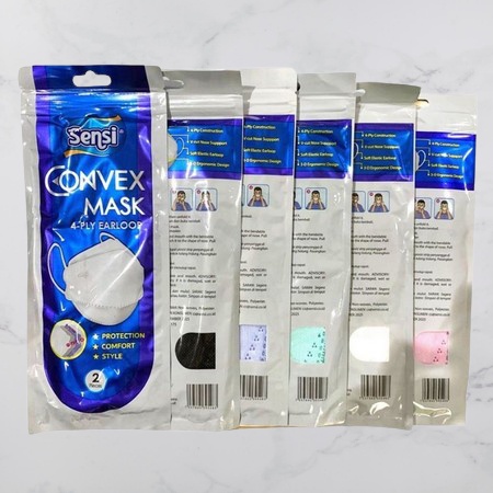 MASKER SENSI CONVEX MASK EARLOOP 4 PLY SACHET 2pcs