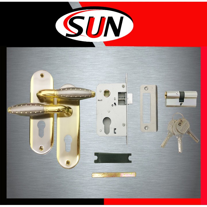 Handle Set Kunci Pintu Rumah Gold Kombinasi Ukuran Kecil